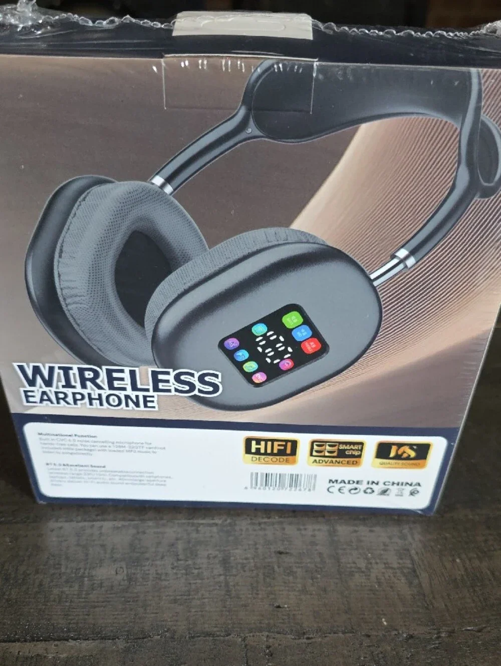 Wireless Over-Ear Headphones with Color Screen - Black